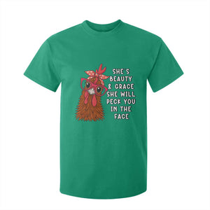 Funny Chicken Lover Gift T Shirt For Kid She Is Beauty And Grace She Will Peck You In The Face TS12 Irish Green Print Your Wear