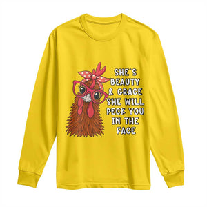 Funny Chicken Lover Gift Long Sleeve Shirt She Is Beauty And Grace She Will Peck You In The Face TS12 Daisy Print Your Wear