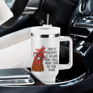 Funny Chicken Lover Gift Tumbler With Handle She Is Beauty And Grace She Will Peck You In The Face TS12 Print Your Wear
