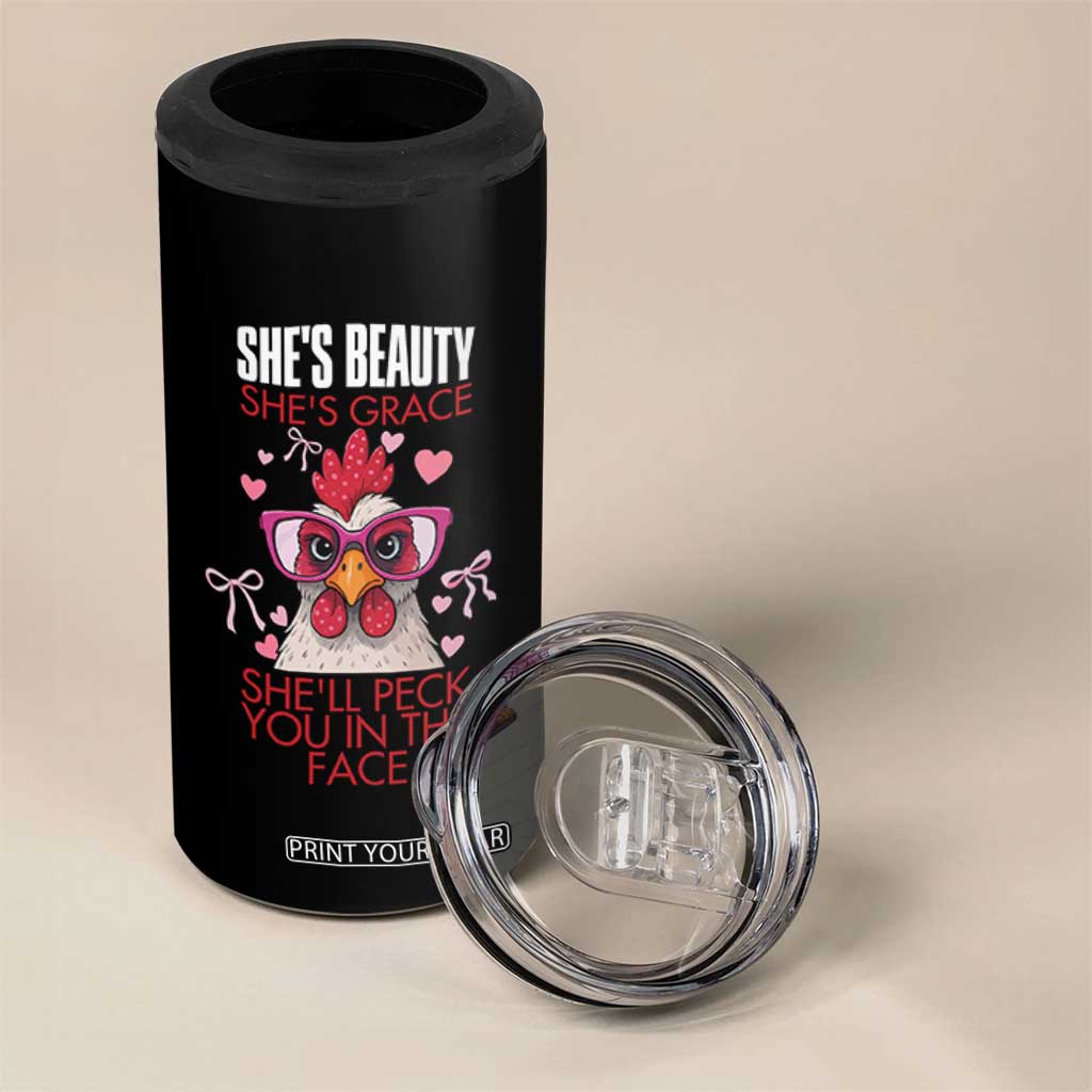 She Will Peck You In The Face 4 in 1 Can Cooler Tumbler Funny Chicken Lover TS12 Print Your Wear