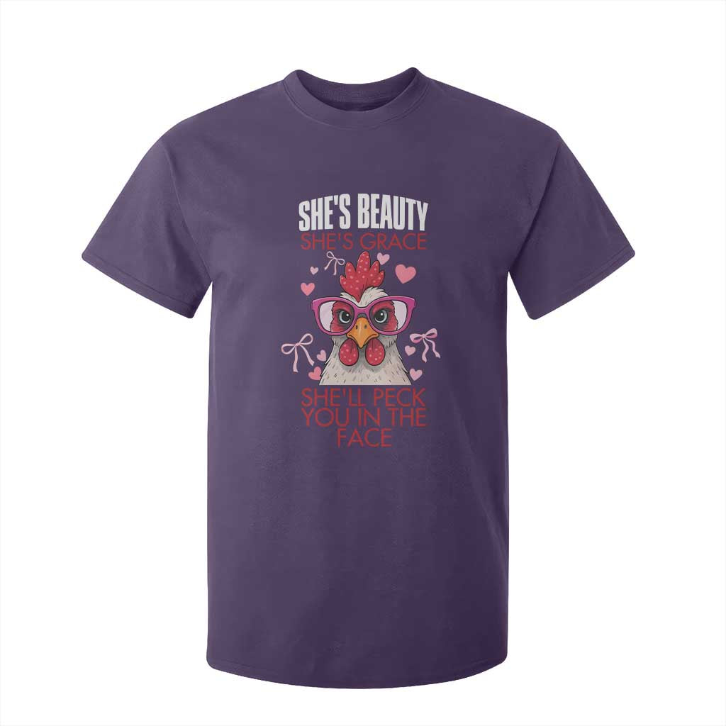 She Will Peck You In The Face T Shirt For Kid Funny Chicken Lover TS12 Purple Print Your Wear