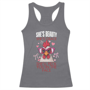 She Will Peck You In The Face Racerback Tank Top Funny Chicken Lover TS12 Charcoal Print Your Wear