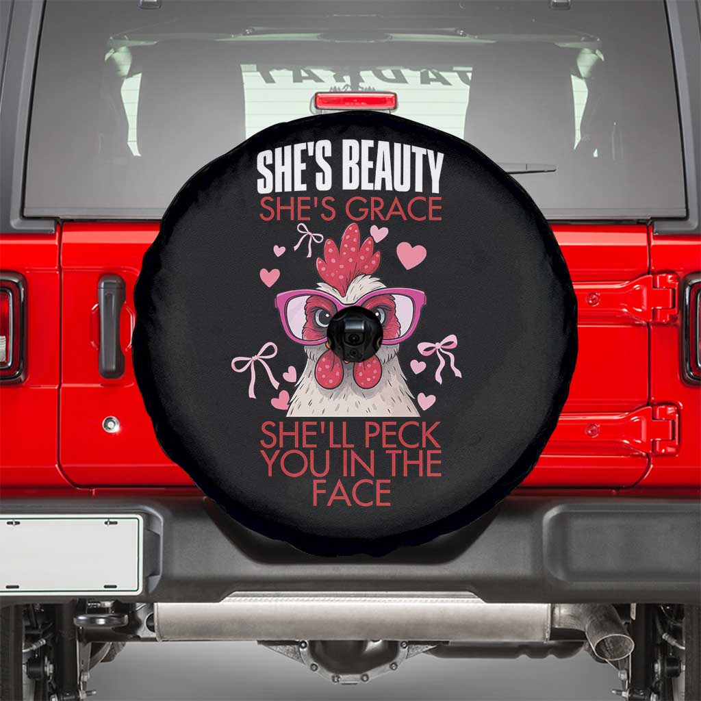 She Will Peck You In The Face Spare Tire Cover Funny Chicken Lover TS12 Black Print Your Wear