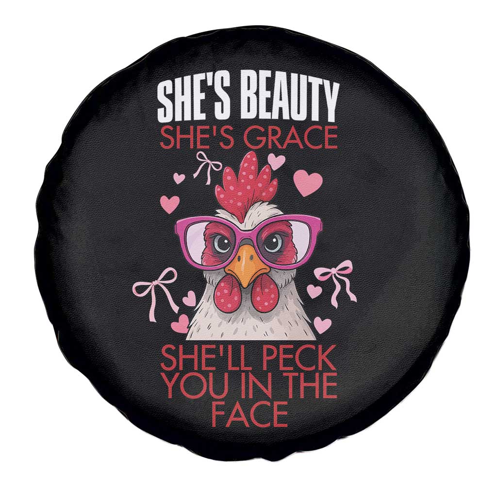 She Will Peck You In The Face Spare Tire Cover Funny Chicken Lover TS12 Print Your Wear