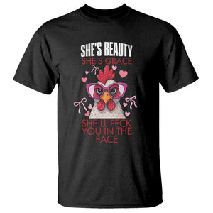 She Will Peck You In The Face T Shirt Funny Chicken Lover TS12 Black Print Your Wear