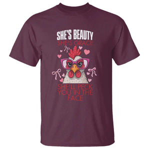 She Will Peck You In The Face T Shirt Funny Chicken Lover TS12 Maroon Print Your Wear