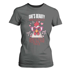 She Will Peck You In The Face T Shirt For Women Funny Chicken Lover TS12 Dark Heather Print Your Wear