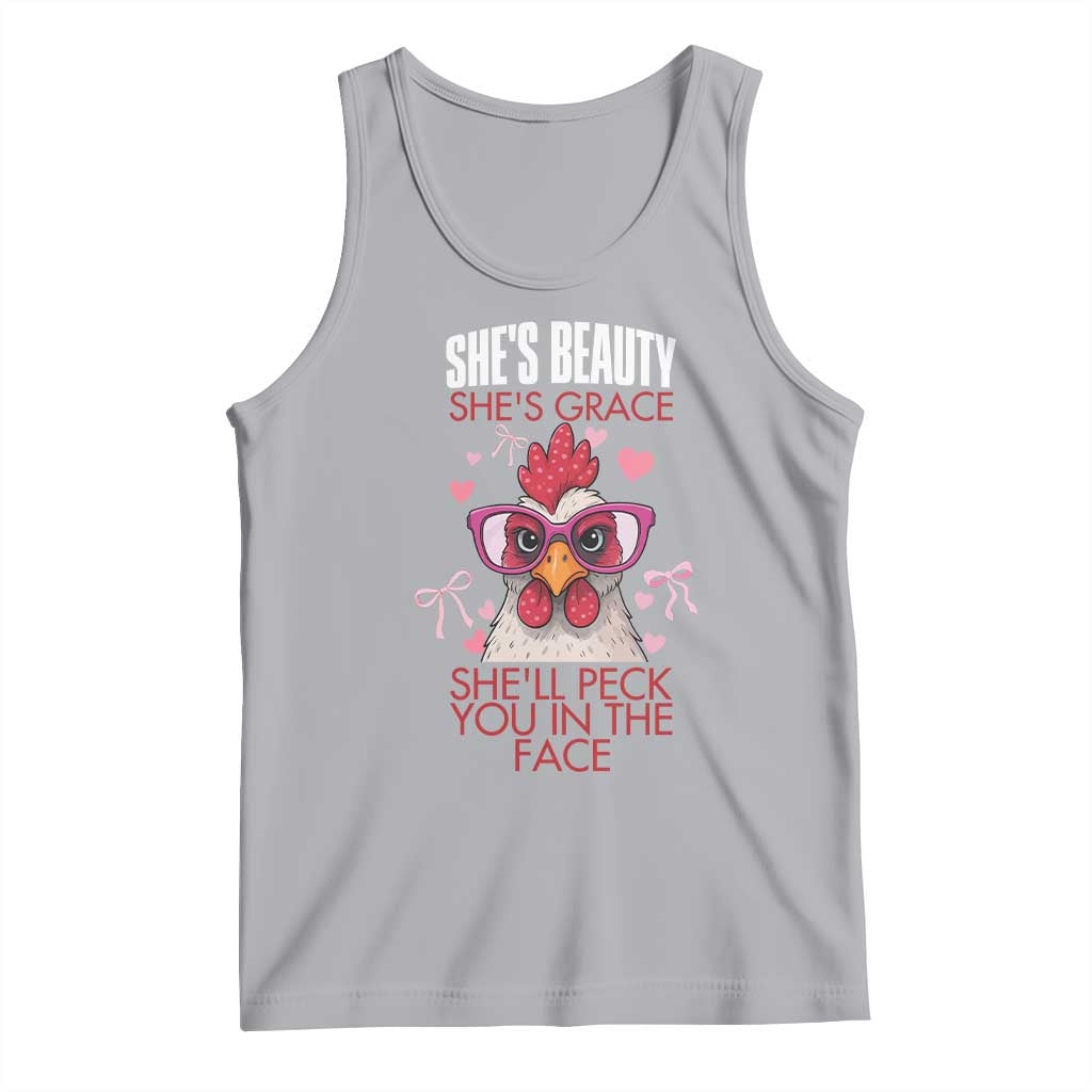 She Will Peck You In The Face Tank Top Funny Chicken Lover TS12 Athletic Heather Print Your Wear