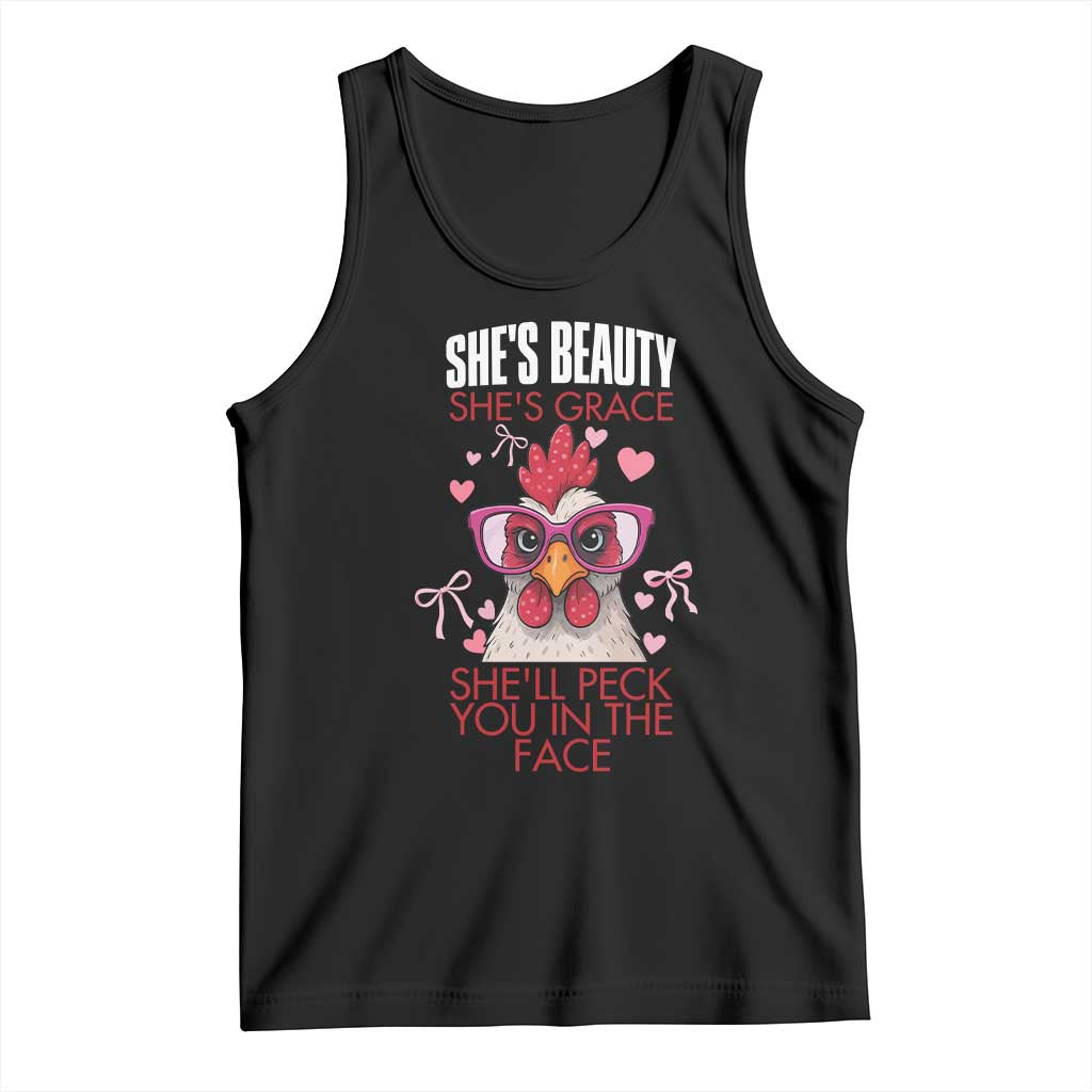 She Will Peck You In The Face Tank Top Funny Chicken Lover TS12 Black Print Your Wear