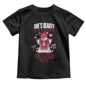She Will Peck You In The Face Toddler T Shirt Funny Chicken Lover TS12 Black Print Your Wear