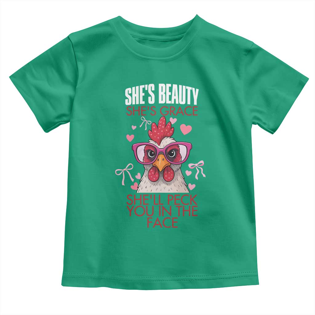 She Will Peck You In The Face Toddler T Shirt Funny Chicken Lover TS12 Irish Green Print Your Wear