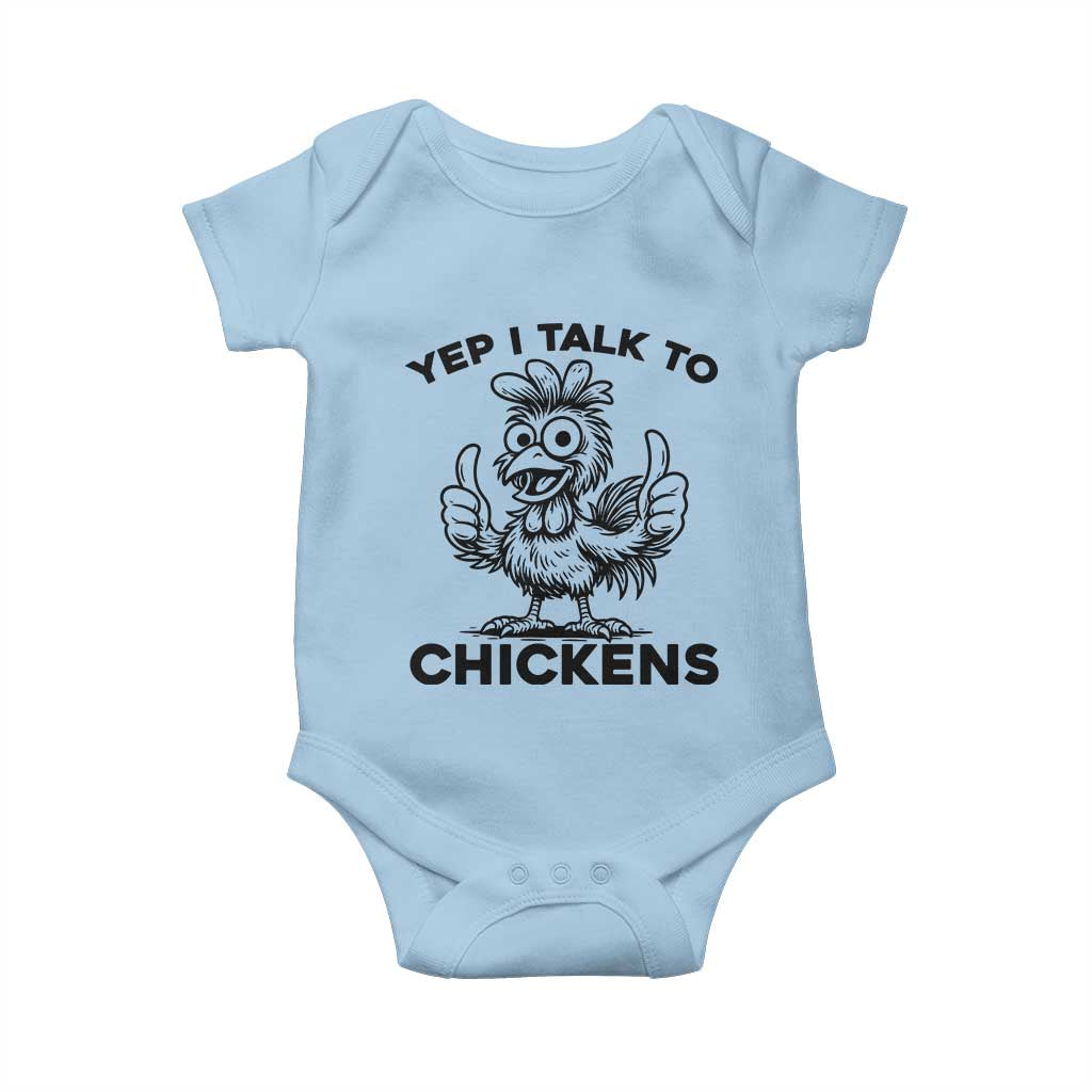 Funny Farm Animal Gift Baby Onesie Yep I Talk To Chickens TS12 Light Blue Print Your Wear
