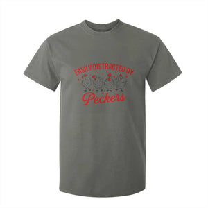 Funny Chicken Lover Gift T Shirt For Kid Easily Distracted By Peckers TS12 Military Green Print Your Wear