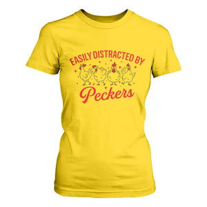 Funny Chicken Lover Gift T Shirt For Women Easily Distracted By Peckers TS12 Daisy Print Your Wear
