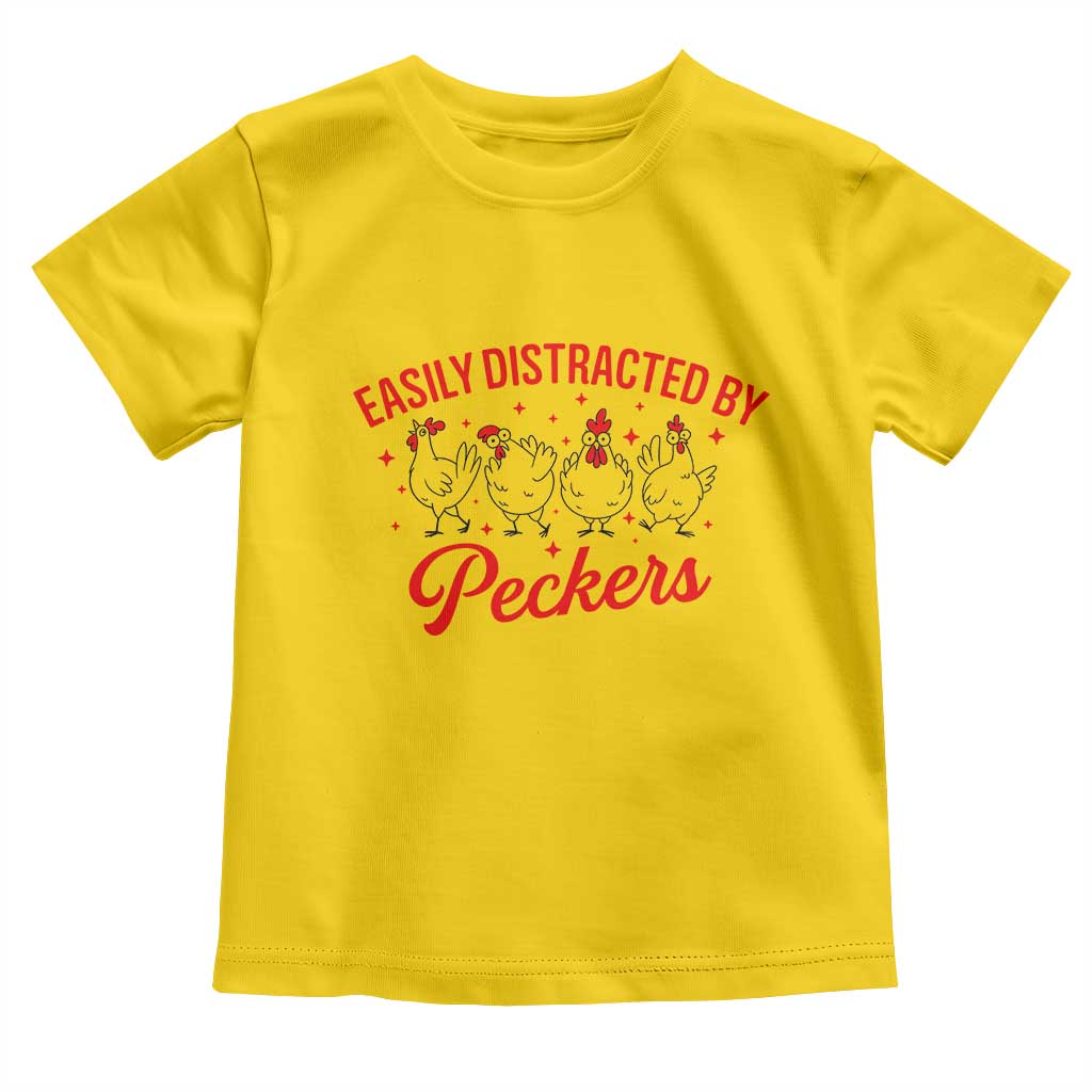 Funny Chicken Lover Gift Toddler T Shirt Easily Distracted By Peckers TS12 Daisy Print Your Wear
