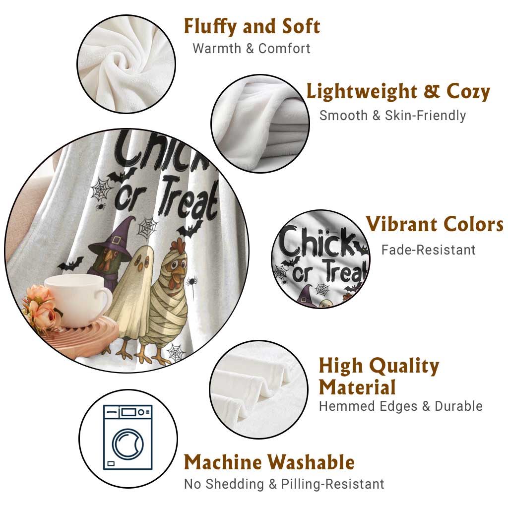 Funny Halloween Chicken Throw Blanket Chick Or Treat Spooky Gift TS12 Print Your Wear