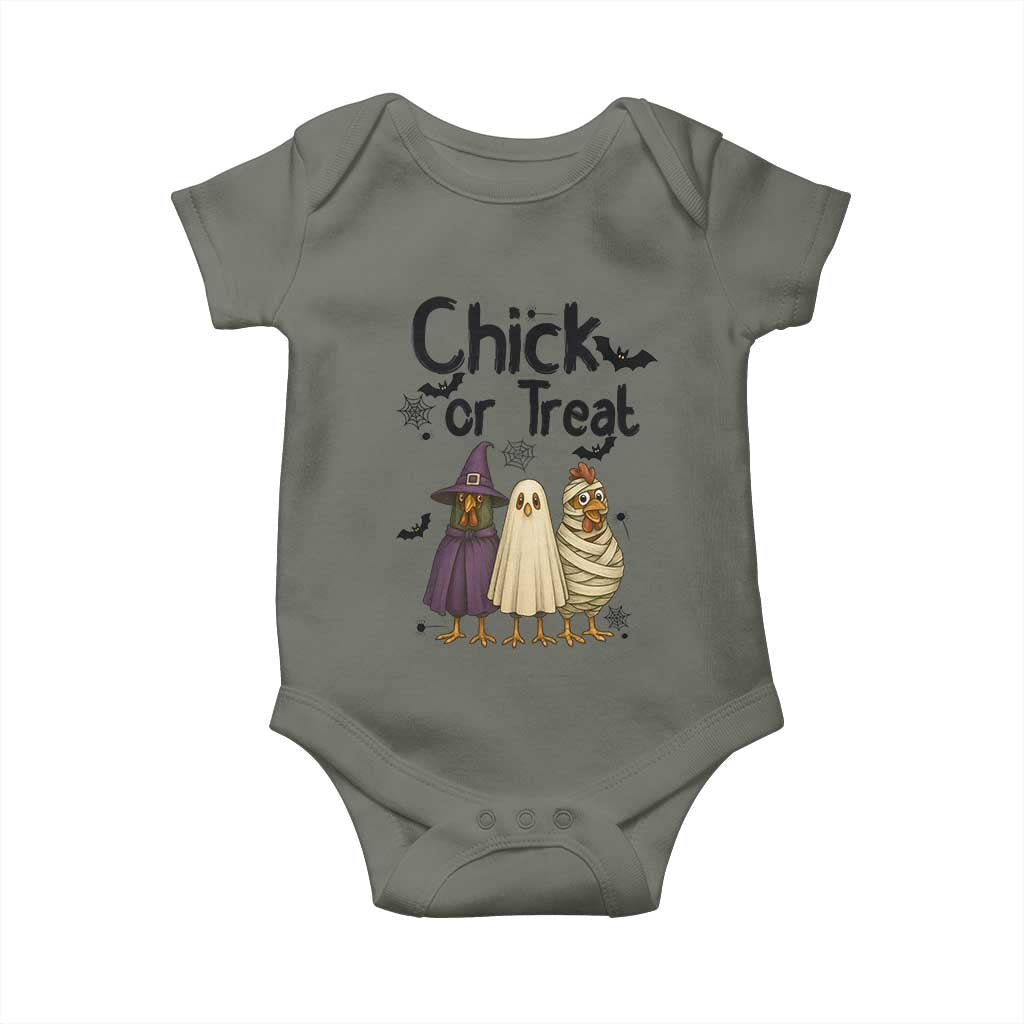 Funny Halloween Chicken Baby Onesie Chick Or Treat Spooky Gift TS12 Military Green Print Your Wear