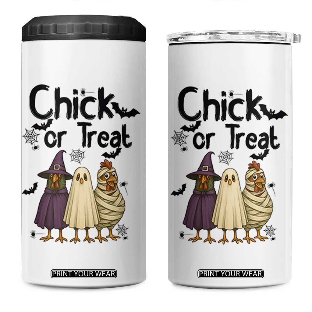Funny Halloween Chicken 4 in 1 Can Cooler Tumbler Chick Or Treat Spooky Gift TS12 One Size: 16 oz White Print Your Wear