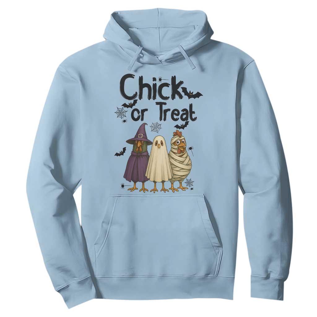 Funny Halloween Chicken Hoodie Chick Or Treat Spooky Gift TS12 Light Blue Print Your Wear