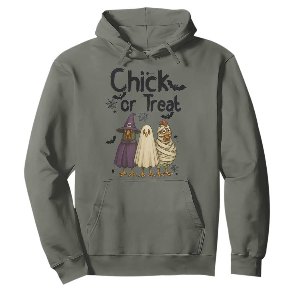 Funny Halloween Chicken Hoodie Chick Or Treat Spooky Gift TS12 Military Green Print Your Wear