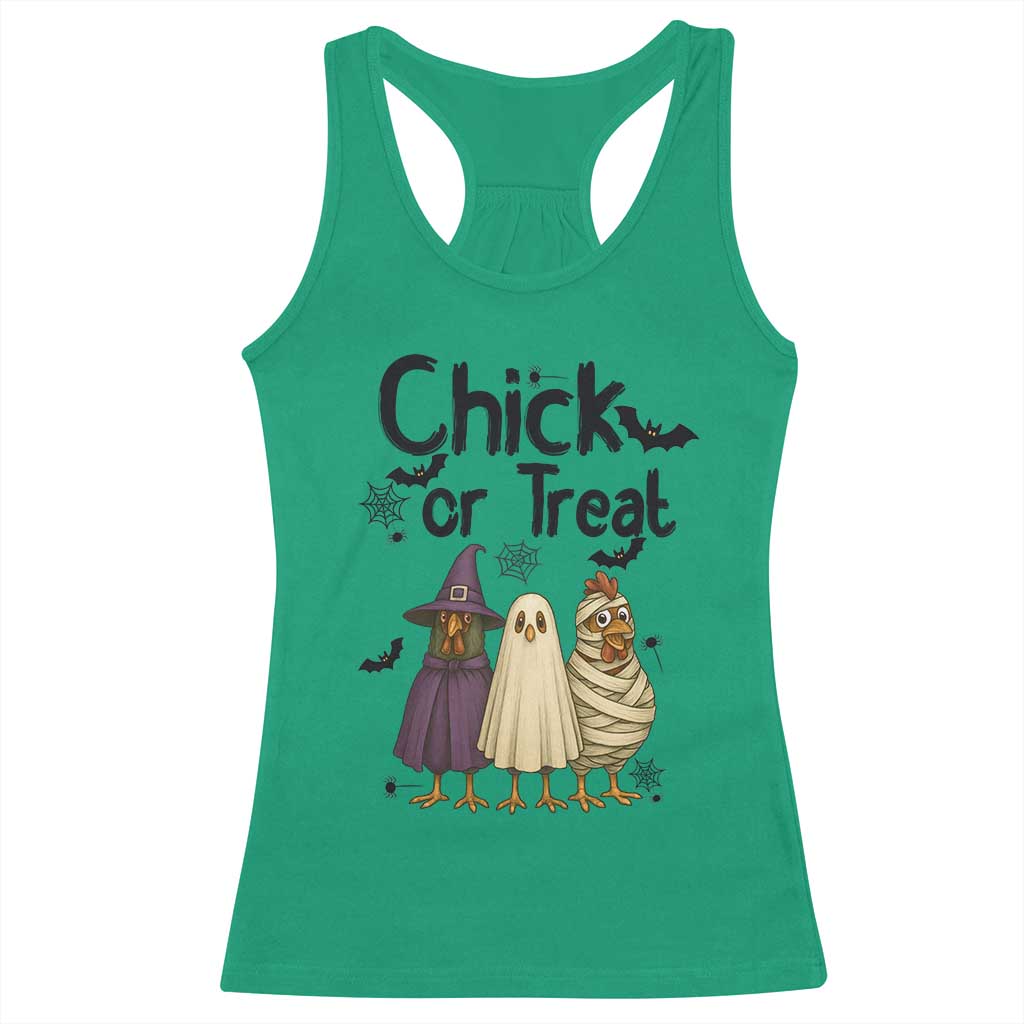 Funny Halloween Chicken Racerback Tank Top Chick Or Treat Spooky Gift TS12 Irish Green Print Your Wear