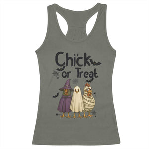 Funny Halloween Chicken Racerback Tank Top Chick Or Treat Spooky Gift TS12 Military Green Print Your Wear