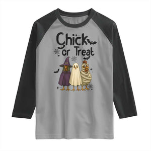 Funny Halloween Chicken Raglan Shirt Chick Or Treat Spooky Gift TS12 Sport Gray Black Print Your Wear