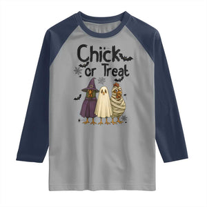 Funny Halloween Chicken Raglan Shirt Chick Or Treat Spooky Gift TS12 Sport Gray Navy Print Your Wear