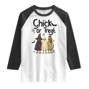 Funny Halloween Chicken Raglan Shirt Chick Or Treat Spooky Gift TS12 White Black Print Your Wear
