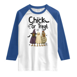 Funny Halloween Chicken Raglan Shirt Chick Or Treat Spooky Gift TS12 White Royal Print Your Wear
