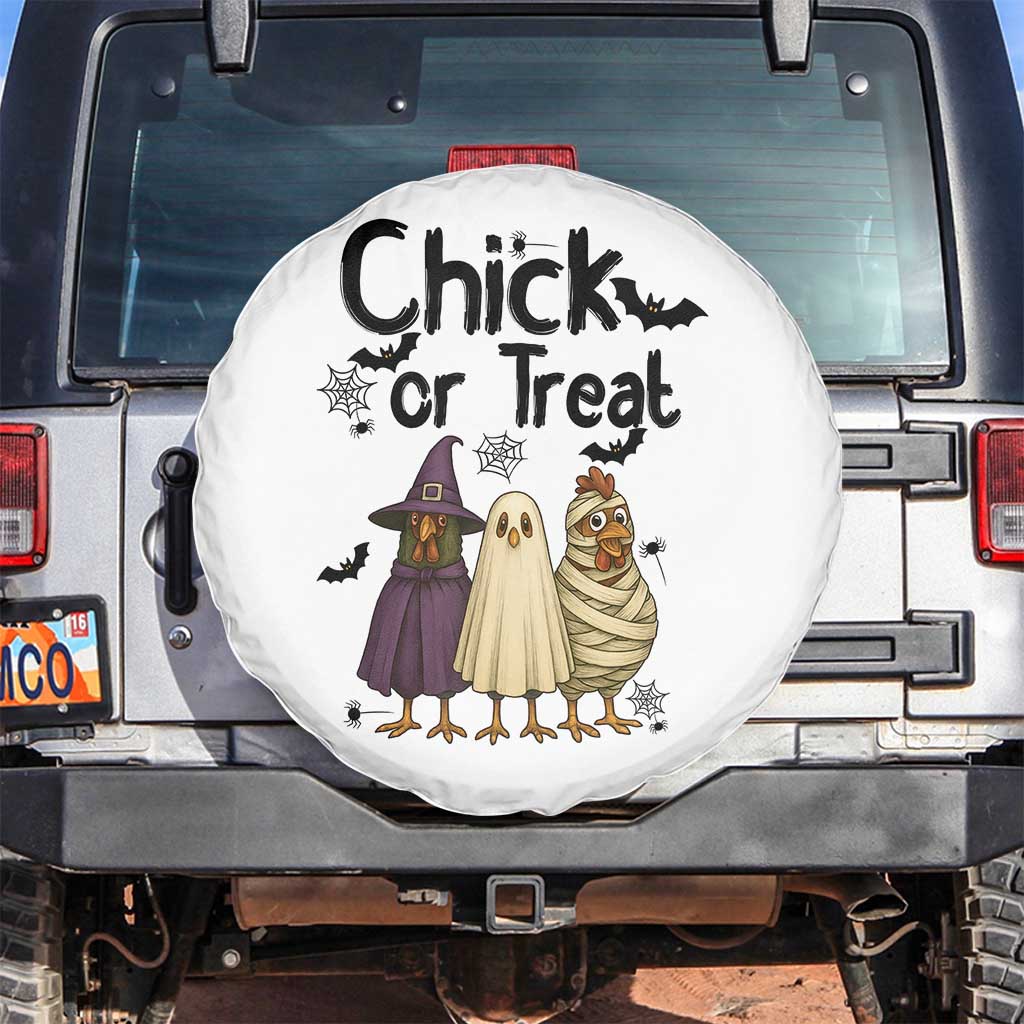 Funny Halloween Chicken Spare Tire Cover Chick Or Treat Spooky Gift TS12 No hole White Print Your Wear