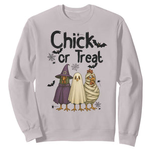 Funny Halloween Chicken Sweatshirt Chick Or Treat Spooky Gift TS12 Ice Gray Print Your Wear