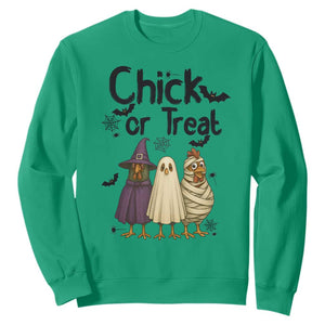 Funny Halloween Chicken Sweatshirt Chick Or Treat Spooky Gift TS12 Irish Green Print Your Wear