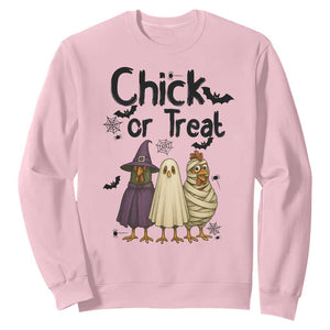 Funny Halloween Chicken Sweatshirt Chick Or Treat Spooky Gift TS12 Light Pink Print Your Wear