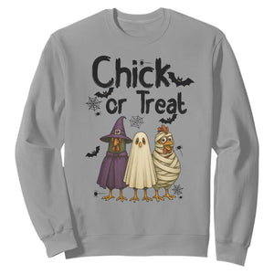 Funny Halloween Chicken Sweatshirt Chick Or Treat Spooky Gift TS12 Sport Gray Print Your Wear