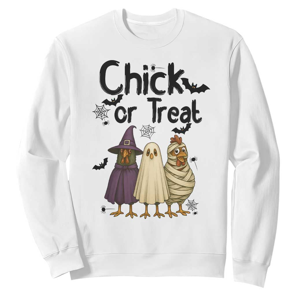 Funny Halloween Chicken Sweatshirt Chick Or Treat Spooky Gift TS12 White Print Your Wear