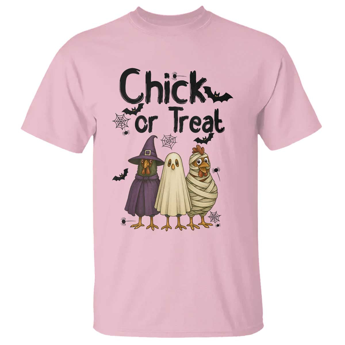 Funny Halloween Chicken T Shirt Chick Or Treat Spooky Gift TS12 Light Pink Print Your Wear