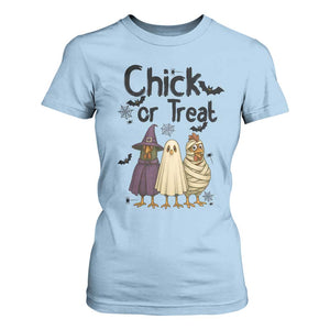 Funny Halloween Chicken T Shirt For Women Chick Or Treat Spooky Gift TS12 Light Blue Print Your Wear