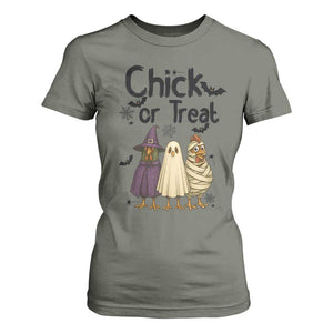 Funny Halloween Chicken T Shirt For Women Chick Or Treat Spooky Gift TS12 Military Green Print Your Wear