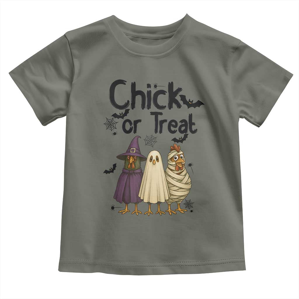Funny Halloween Chicken Toddler T Shirt Chick Or Treat Spooky Gift TS12 Military Green Print Your Wear