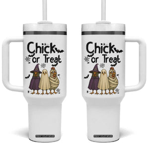 Funny Halloween Chicken Tumbler With Handle Chick Or Treat Spooky Gift TS12 One Size: 40 oz White Print Your Wear