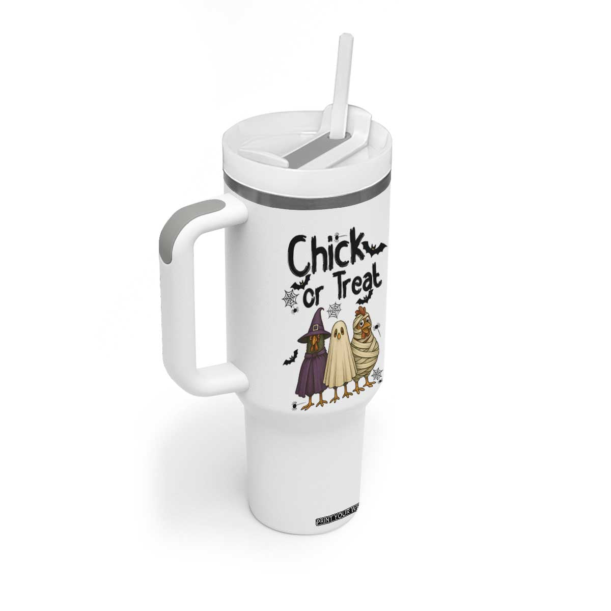Funny Halloween Chicken Tumbler With Handle Chick Or Treat Spooky Gift TS12 Print Your Wear