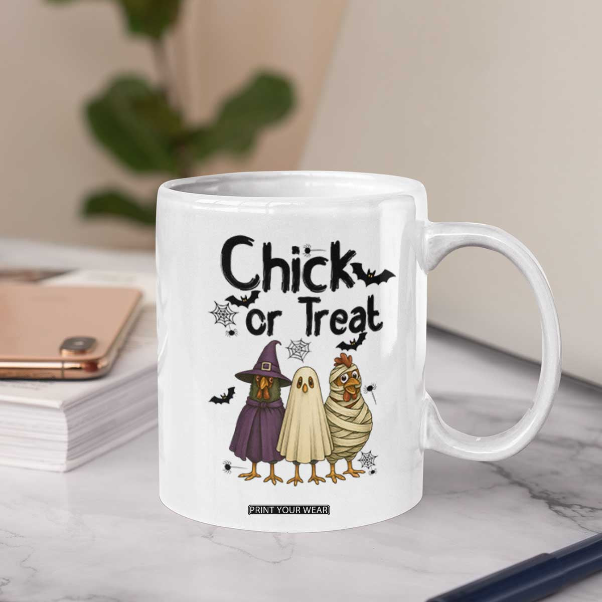 Funny Halloween Chicken Coffee Mug Chick Or Treat Spooky Gift TS12 Print Your Wear