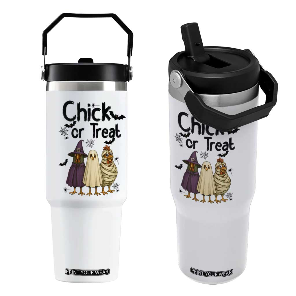 Funny Halloween Chicken Flip Straw Tumbler Chick Or Treat Spooky Gift TS12 One Size: 30 oz White Print Your Wear