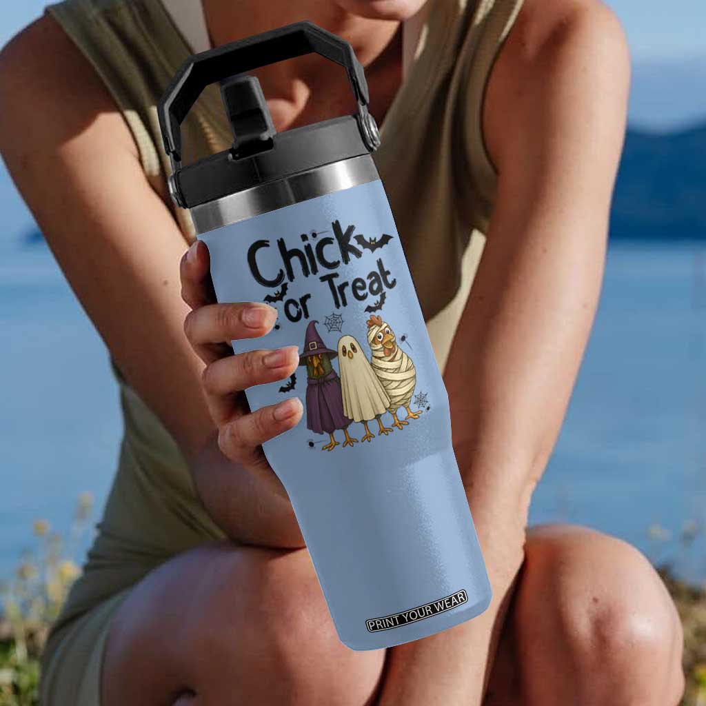 Funny Halloween Chicken Flip Straw Tumbler Chick Or Treat Spooky Gift TS12 One Size: 30 oz Light Blue Print Your Wear