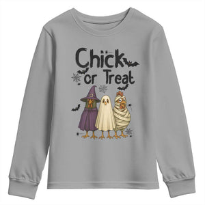 Funny Halloween Chicken Youth Sweatshirt Chick Or Treat Spooky Gift TS12 Sport Gray Print Your Wear