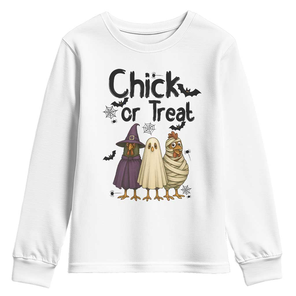 Funny Halloween Chicken Youth Sweatshirt Chick Or Treat Spooky Gift TS12 White Print Your Wear