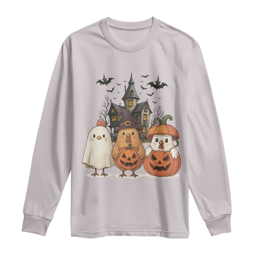 Halloween Chicken Cosplay Long Sleeve Shirt Funny Farm Life Gift TS12 Ice Gray Print Your Wear