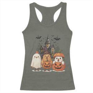 Halloween Chicken Cosplay Racerback Tank Top Funny Farm Life Gift TS12 Military Green Print Your Wear