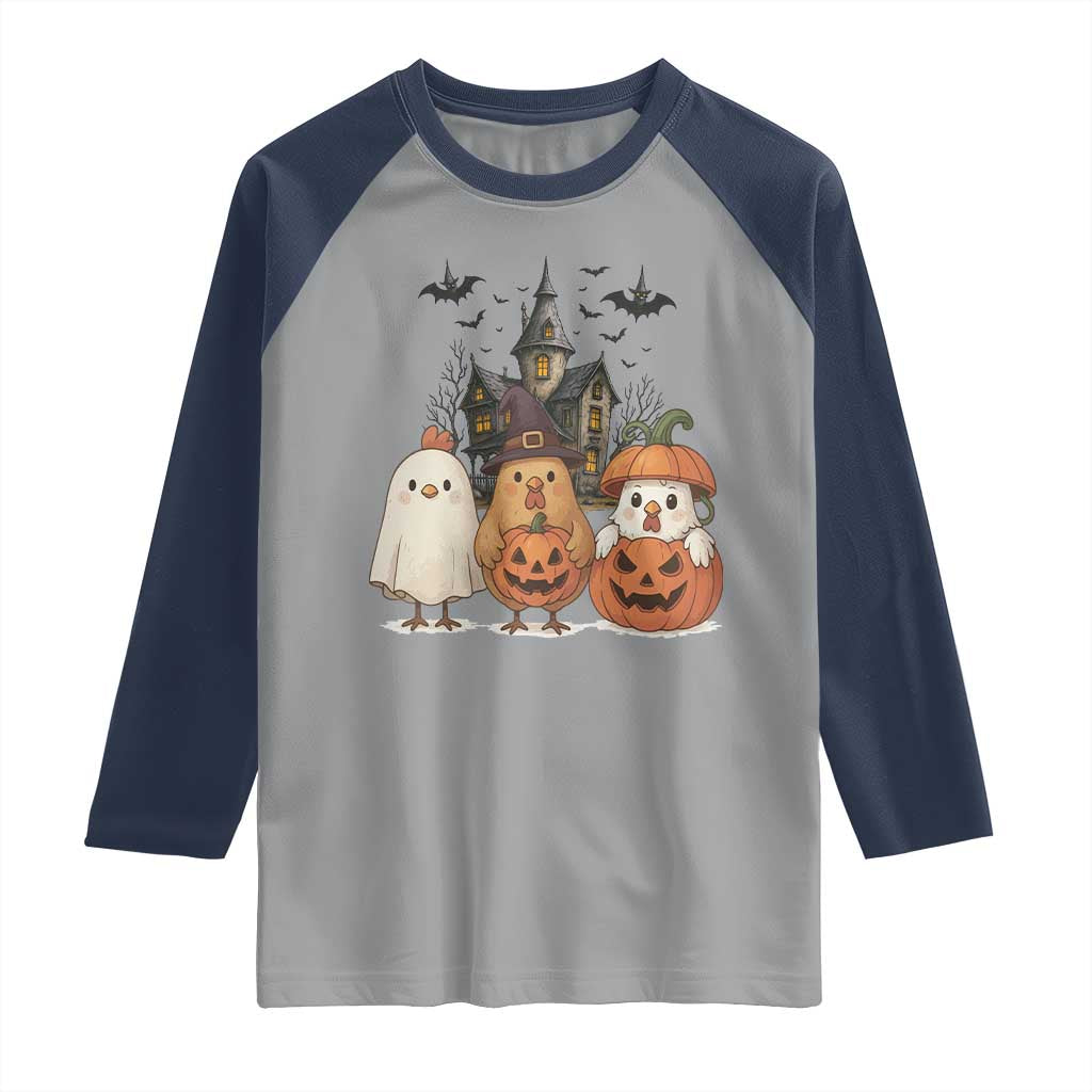 Halloween Chicken Cosplay Raglan Shirt Funny Farm Life Gift TS12 Sport Gray Navy Print Your Wear